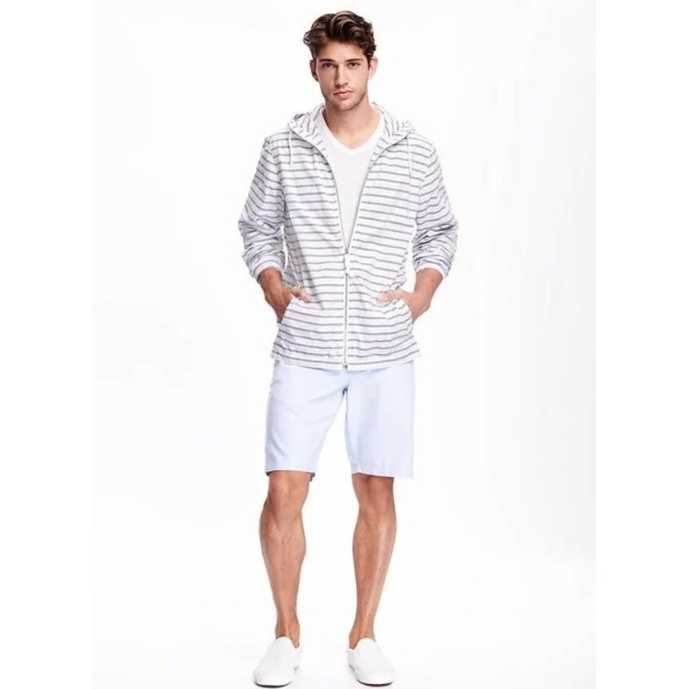 Old Navy Men's Unisex Full-Zip Lightweight Windbreaker Jacket White/Gray Sz L/G - Picture 2 of 14